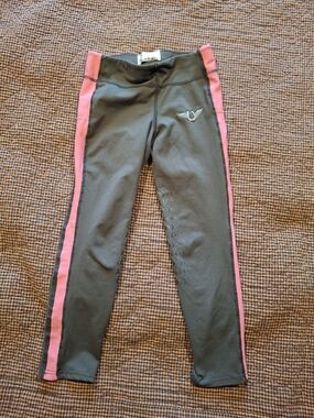 Girls Grey Leggings with Pink Side Panels